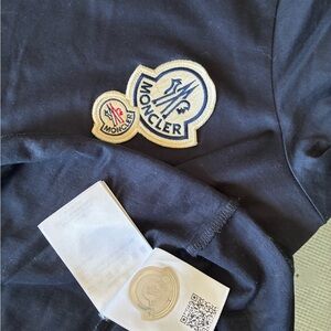 Moncler Navy Crewneck Tee with Logo Tag